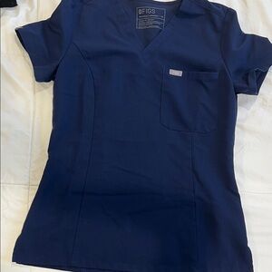 Figs Deep Blue V-Neck Scrub Top